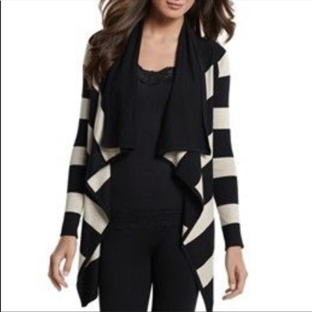 WHBM Open Front Stripe Cardigan Size Small